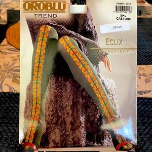 Black with Texture Pattern Microfiber Tights Large